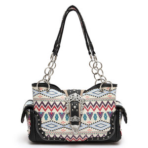 Aztec Print W/ Buckle Handbag