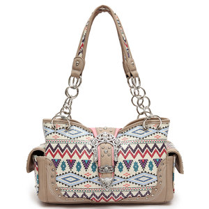 Aztec Print W/ Buckle Handbag