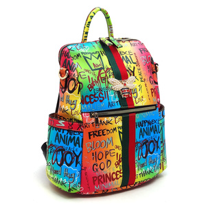 Graffiti Queen Bee Striped Convertible Backpack