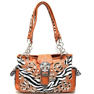 Western Style Handbag (w/zebra print